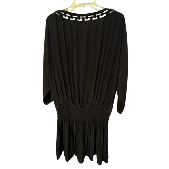 Ramy Brook Pleated Lightweight Black Dress with Cutout Neckline Smocked Waist M - Picture 8 of 15